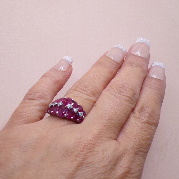 HIGH QUALITY Natural Ruby ring, 925 Sterling Silver Cherry Red Natural Ruby Band - Picture 6 of 8